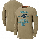 Men's Carolina Panthers Nike Tan 2019 Salute to Service Sideline Performance Long Sleeve Shirt,baseball caps,new era cap wholesale,wholesale hats